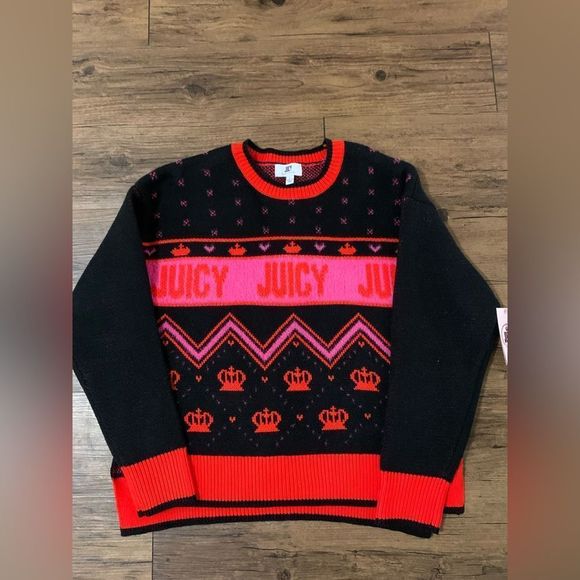 NEW JUICY COUTURE RED CROWN AND HEART SWEATER - Picture 1 of 7